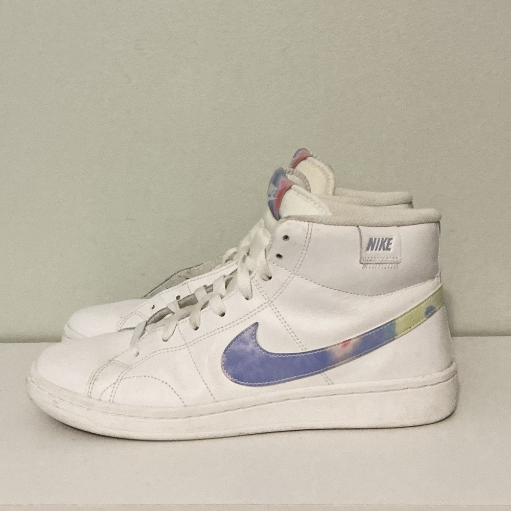 Nike‎ Court Royale 2 White Tie Dye Mid Sneakers DD9670-100 Women's 9.5